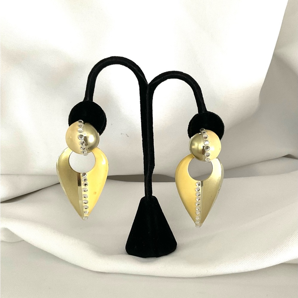 Silver Tone & Yellow Retro Earrings